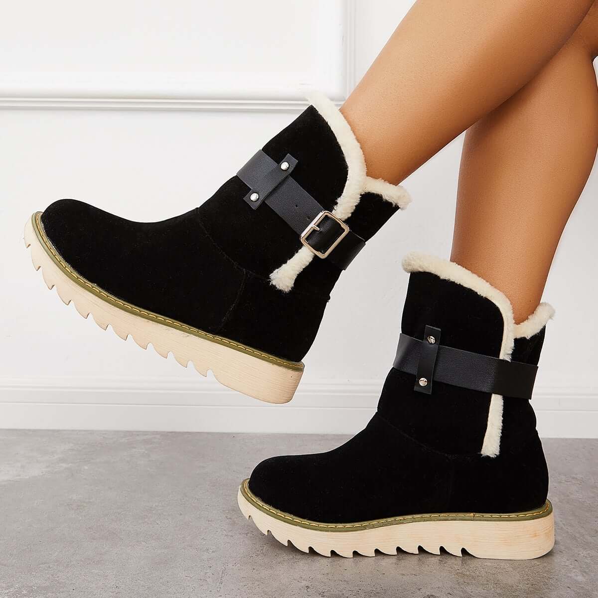Warm Non Slip Ankle Snow Boots Winter Fur Lining Booties8945