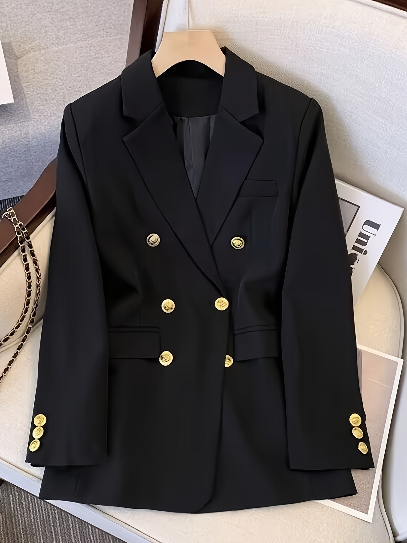Timeless Fit Ladies Work Blazer with Silver Buttons - OutfitLondon
