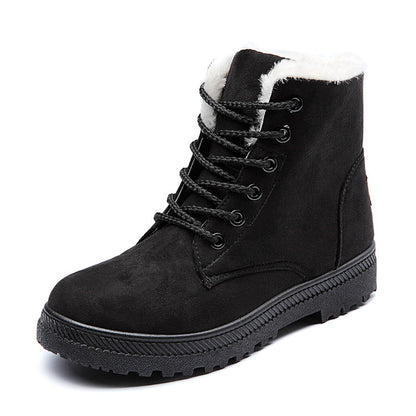 Comfort Warm Fur Flat Waterproof Snow Ankle Boots Cotton Lined Winter Booties