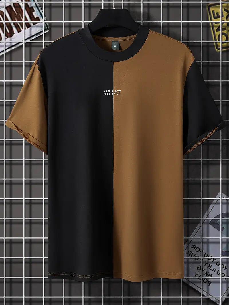 Fashionable Color Block Short Sleeve Tee Shirt