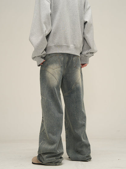 Men's Classic Blue Denim Straight Leg Jeans