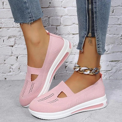 Women's Flyknit Flat Heel Round Toe Casual Walking Shoes