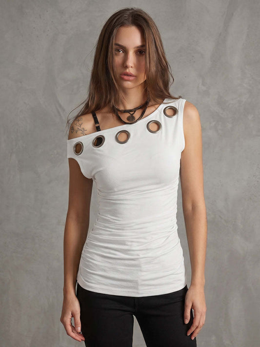 Women's Casual Off-Shoulder Pleated Cotton Top