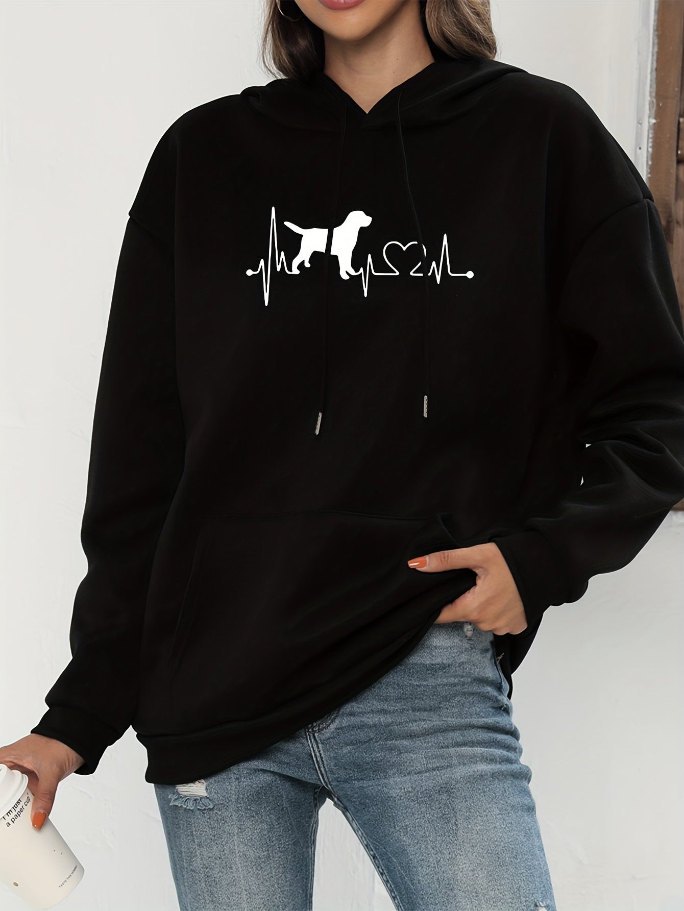 Comfortable Women's Relaxed Fit Sweatshirt with Funny Puppy Graphic