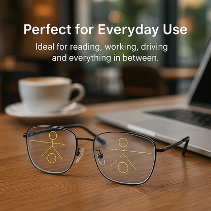 Progressive Multifocal Glasses for Clear Vision - German Intelligent Design for Everyday Use