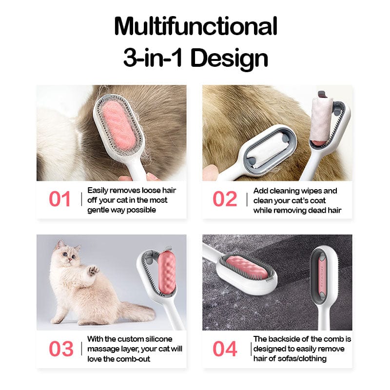 Multifunctional pet cleaning brush