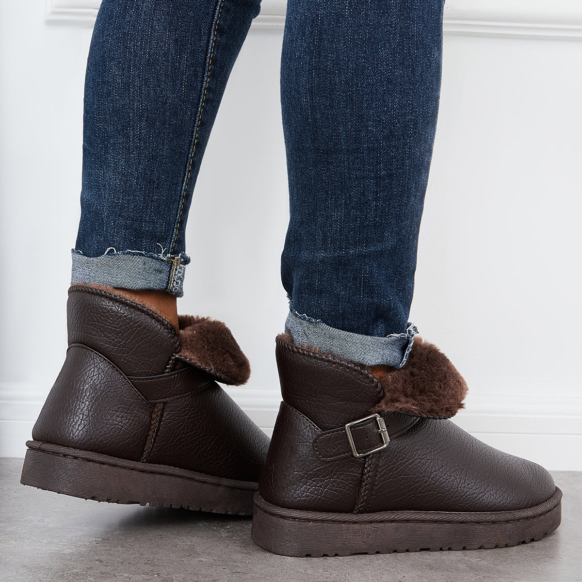 Warm Fur Lining Winter Booties Furry Waterproof Ankle Snow Boots