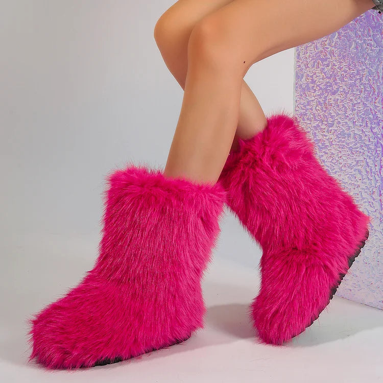 Warm Faux Fur Ankle Boots for Women
