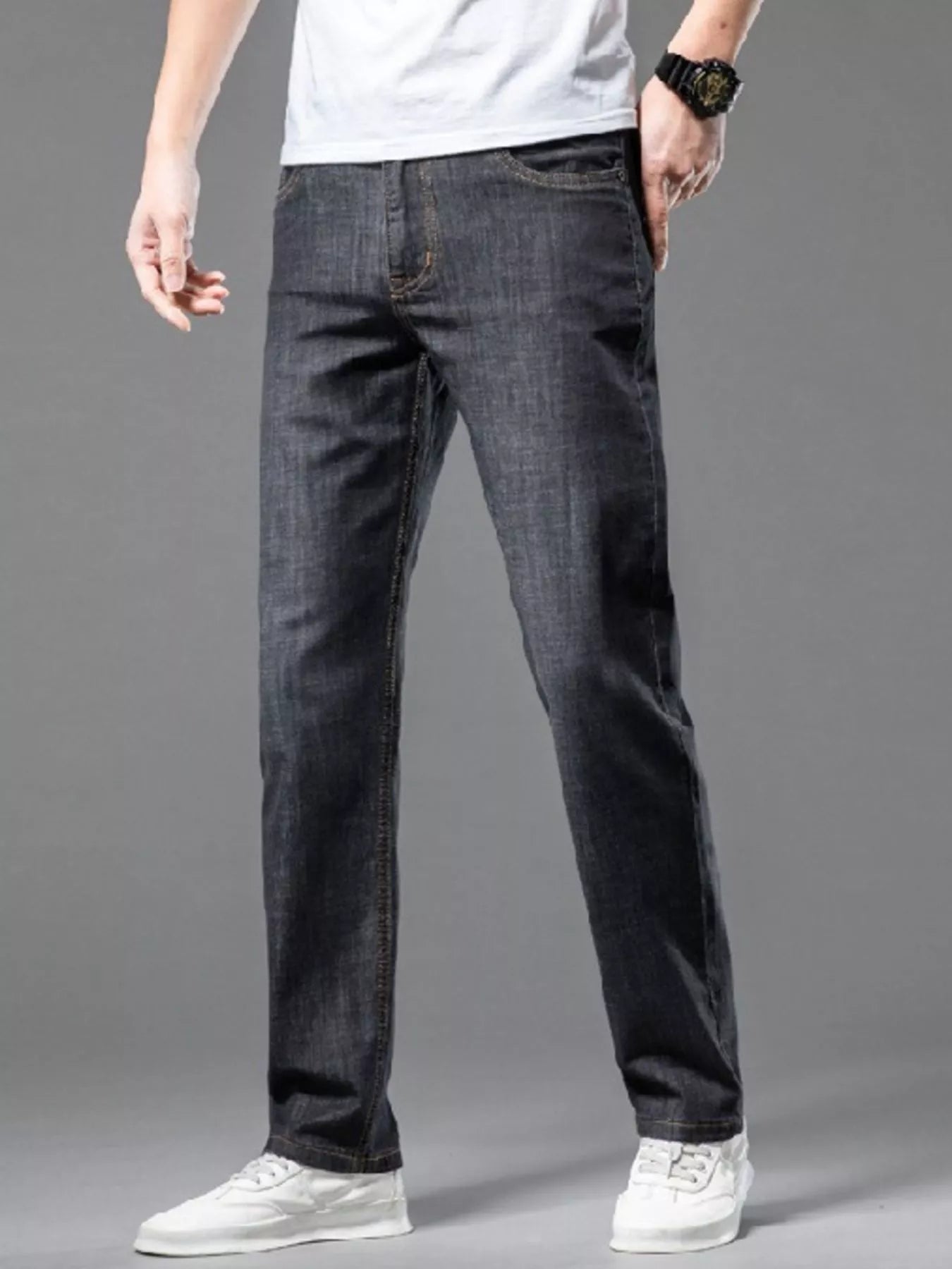 Classic Navy Slim Fit Jeans - OutfitLondon