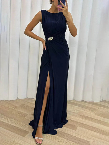 Elegant Floor Length Pleated Formal Dress