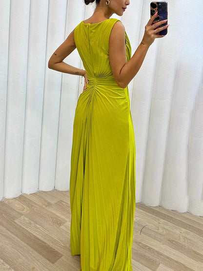 Elegant Floor Length Pleated Formal Dress
