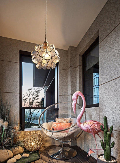 Classic Glass Pendant Light with Brass Accent