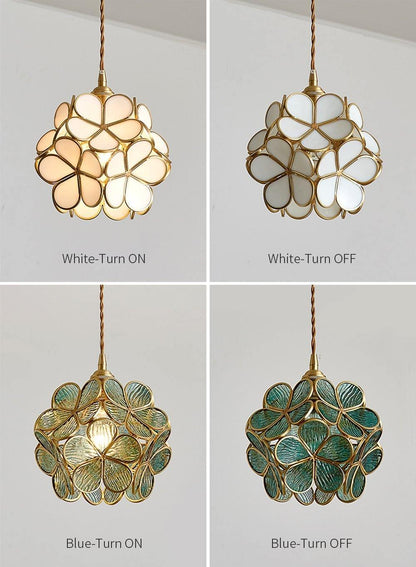 Classic Glass Pendant Light with Brass Accent