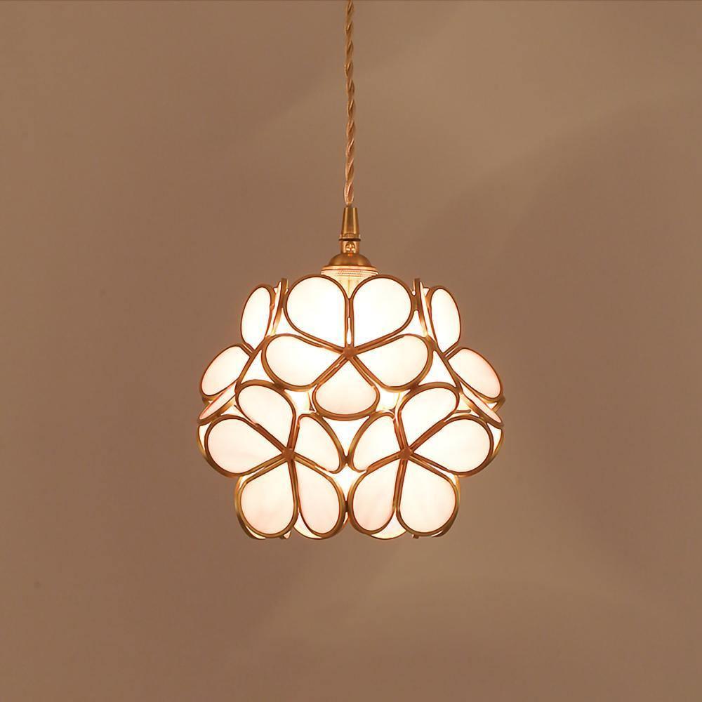 Classic Glass Pendant Light with Brass Accent