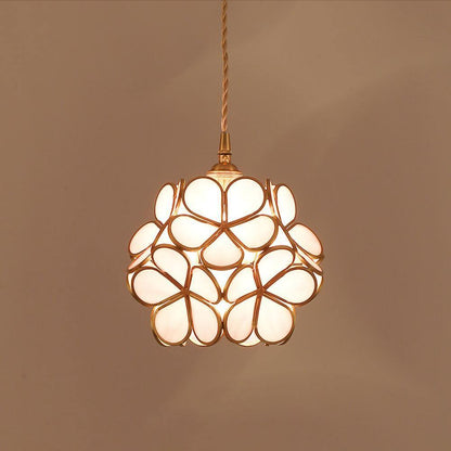 Classic Glass Pendant Light with Brass Accent