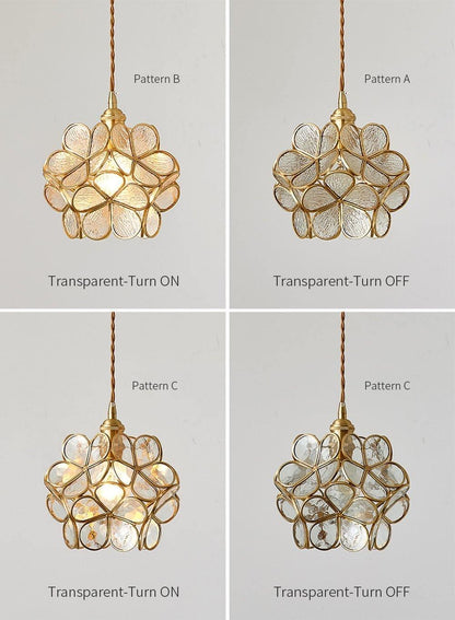 Classic Glass Pendant Light with Brass Accent
