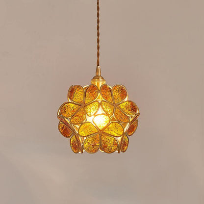 Classic Glass Pendant Light with Brass Accent