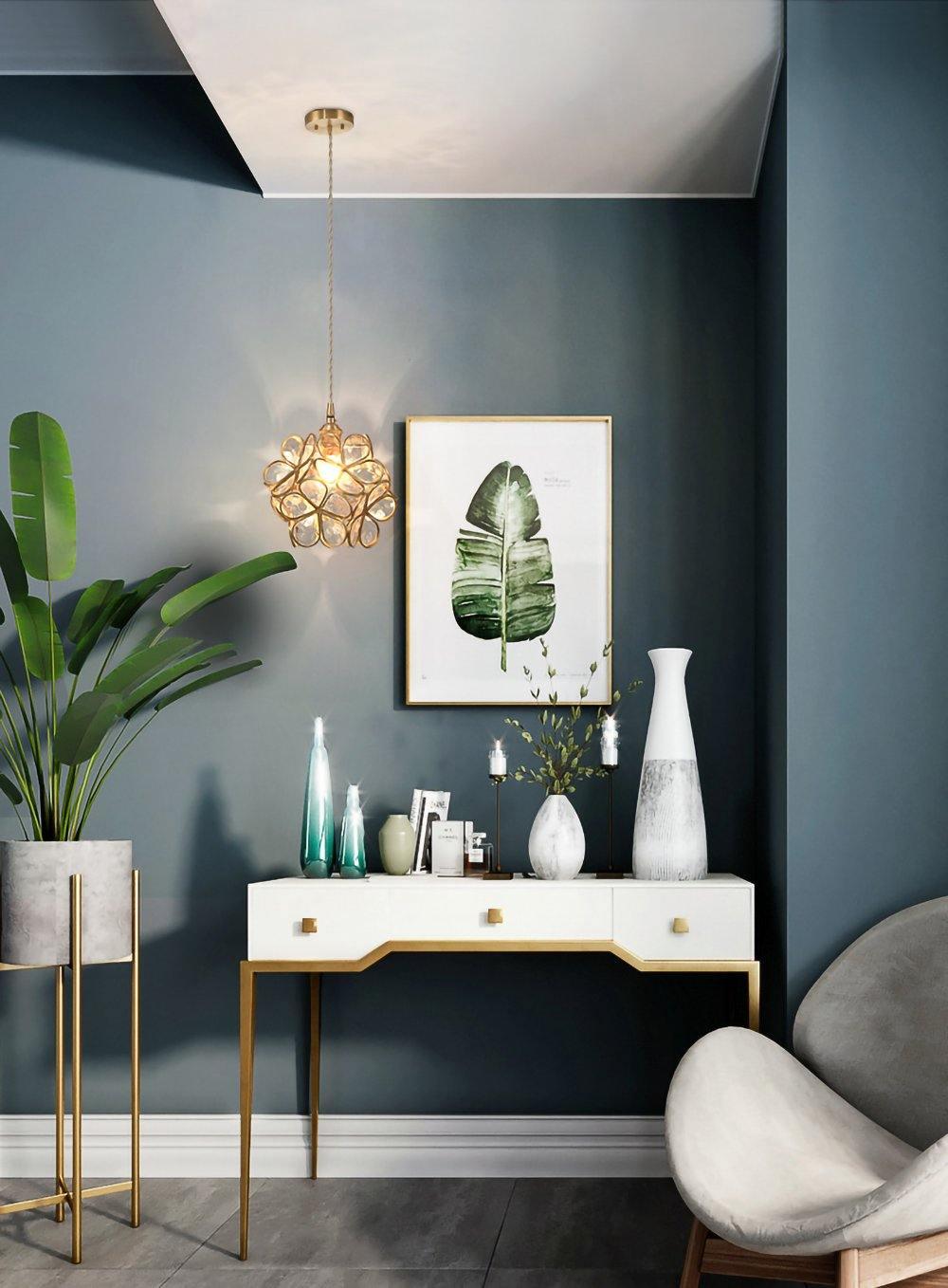 Classic Glass Pendant Light with Brass Accent