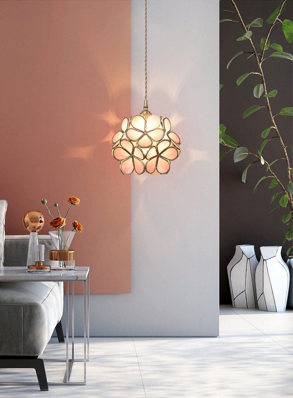 Classic Glass Pendant Light with Brass Accent