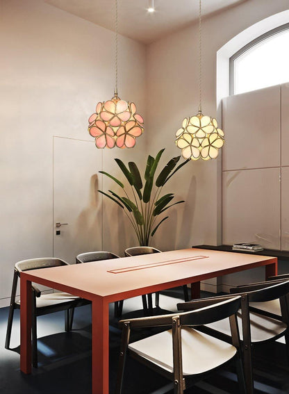 Classic Glass Pendant Light with Brass Accent