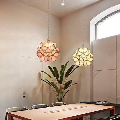 Classic Glass Pendant Light with Brass Accent
