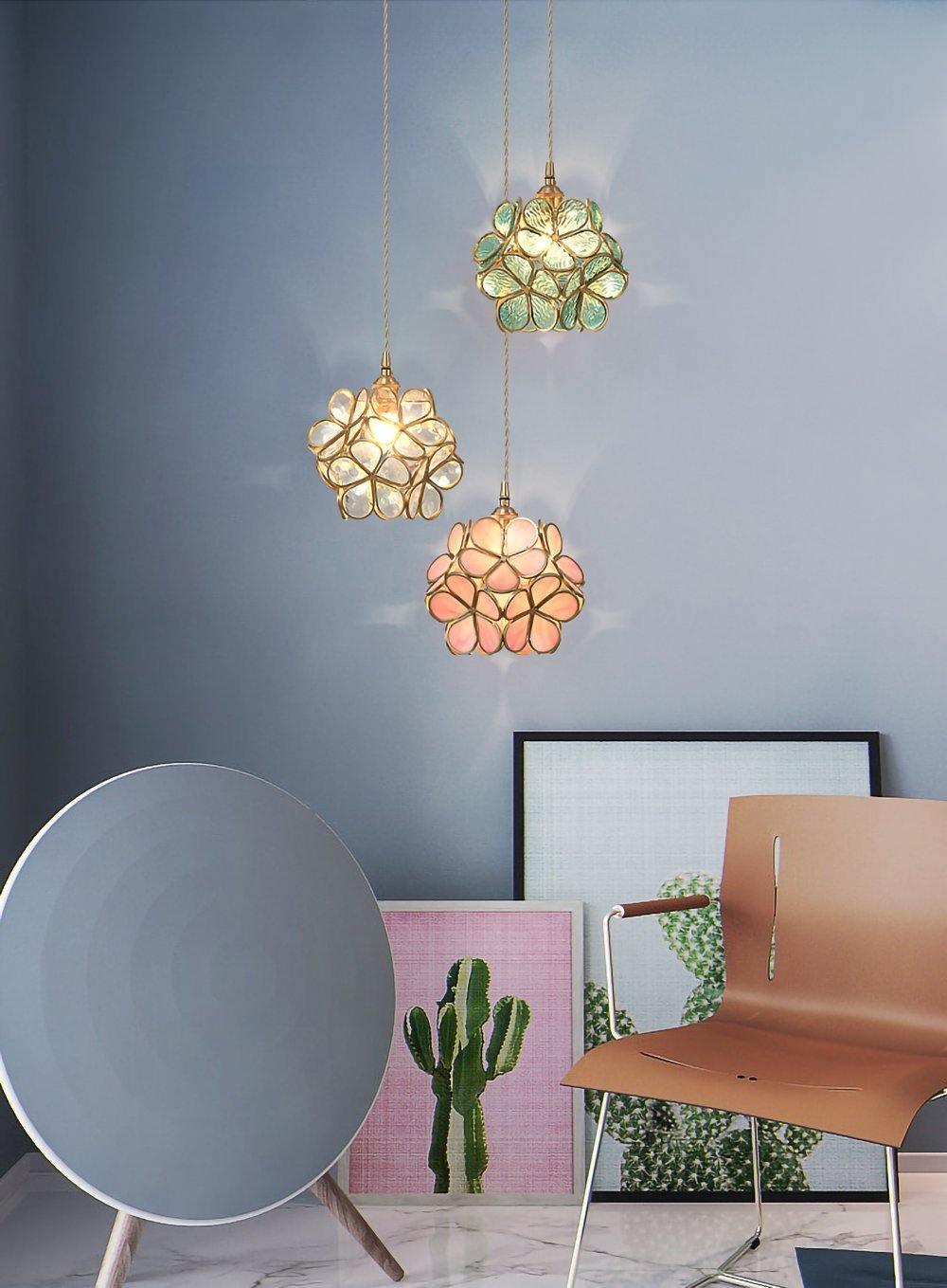 Classic Glass Pendant Light with Brass Accent