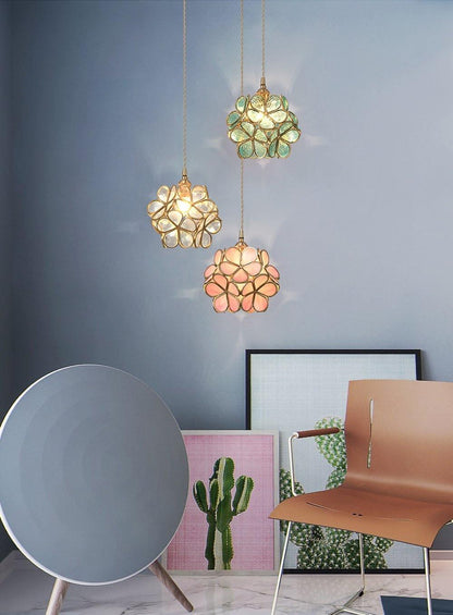 Classic Glass Pendant Light with Brass Accent