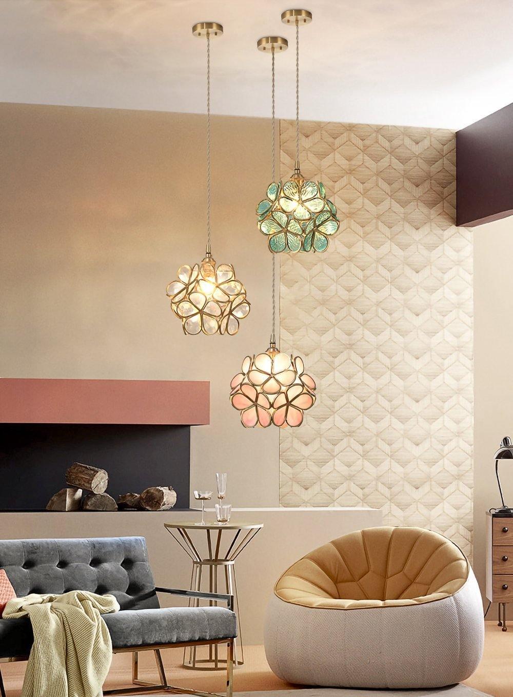 Classic Glass Pendant Light with Brass Accent