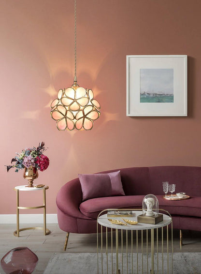 Classic Glass Pendant Light with Brass Accent