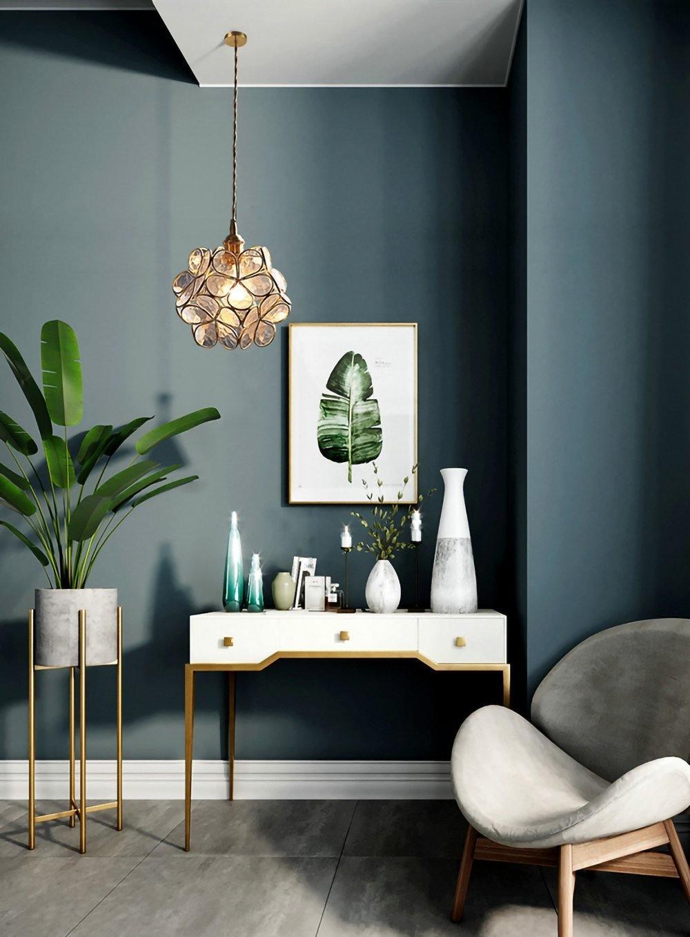 Classic Glass Pendant Light with Brass Accent