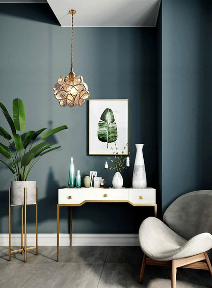 Classic Glass Pendant Light with Brass Accent