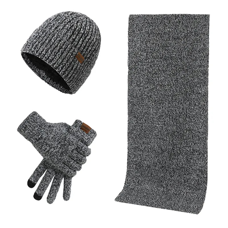 Warm Men's Winter Accessory Set Hat Scarf Gloves - OutfitLondon