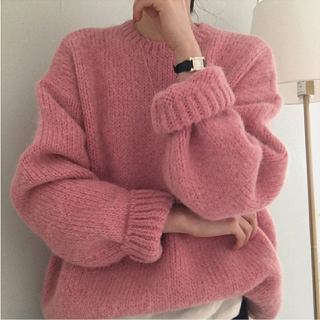 Soft Women's Warm Crew Neck Knit Sweater - OutfitLondon