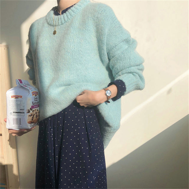Soft Women's Warm Crew Neck Knit Sweater