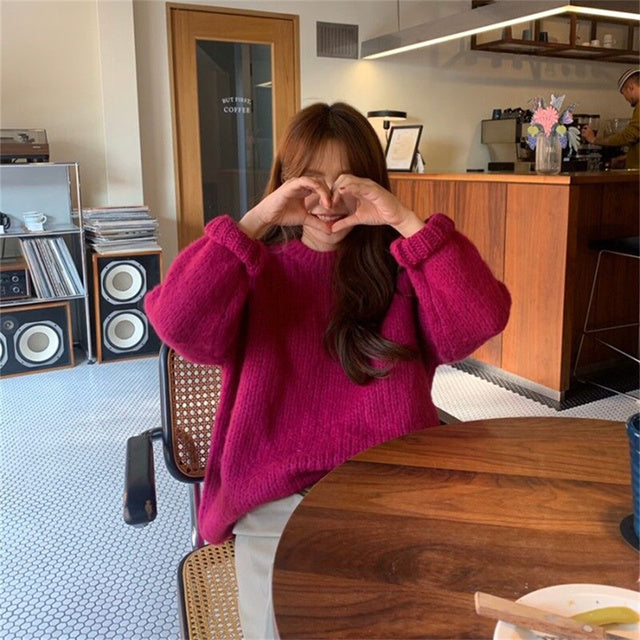 Soft Women's Warm Crew Neck Knit Sweater