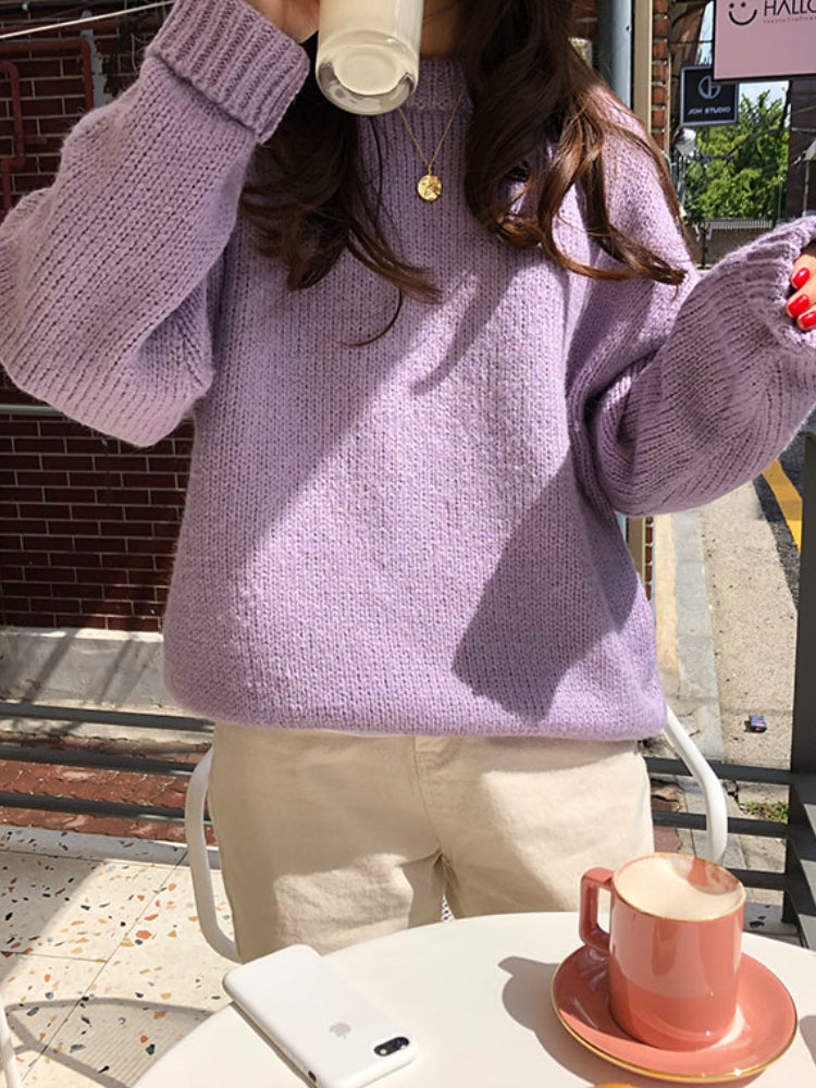 Soft Women's Warm Crew Neck Knit Sweater