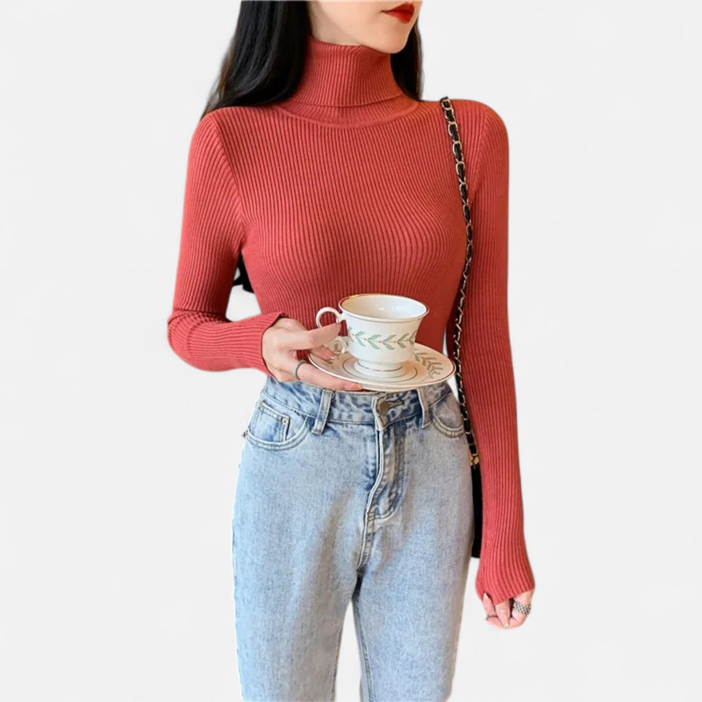 Warm Knitted Women's Turtleneck Jumper