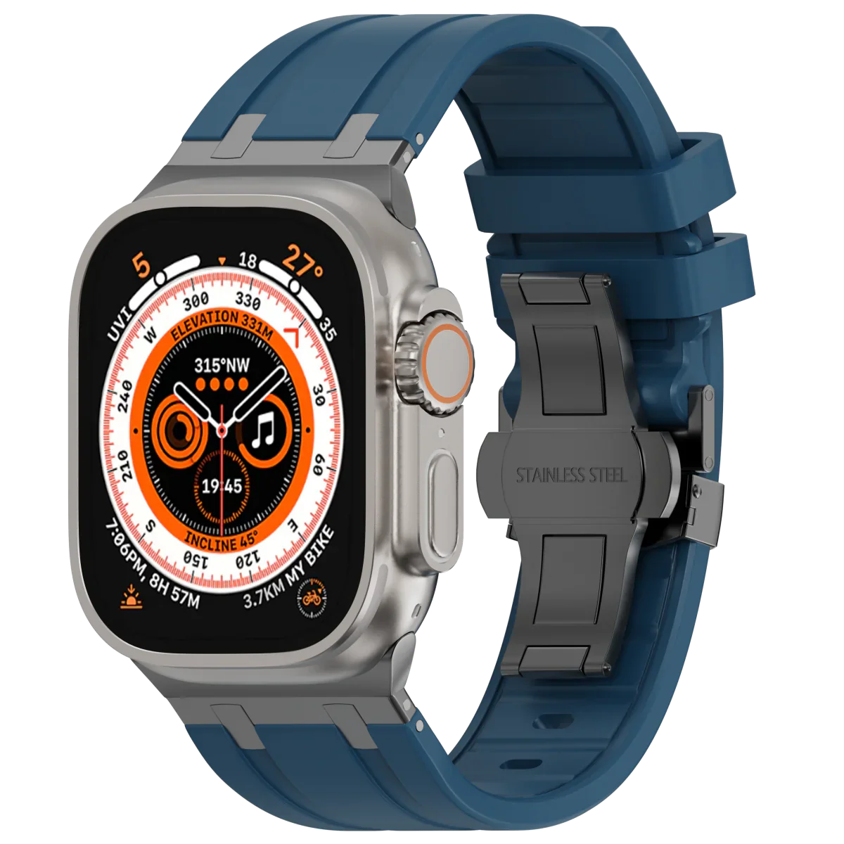 Flexible Rubber Apple Watch Strap With Silver Buckle