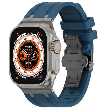 Flexible Rubber Apple Watch Strap With Silver Buckle