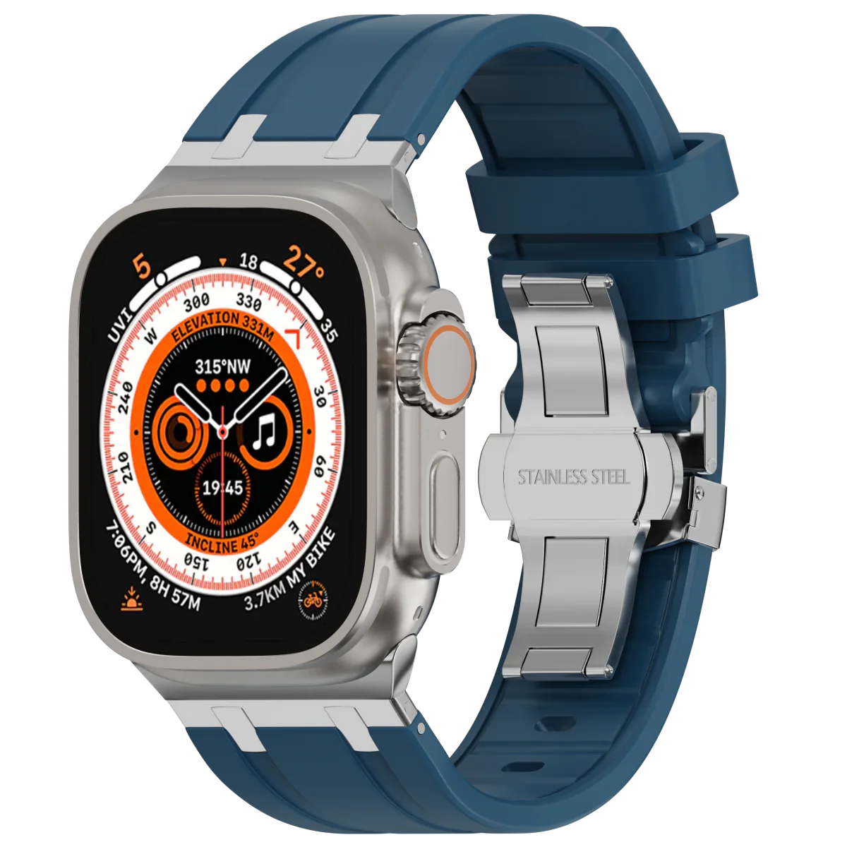 Flexible Rubber Apple Watch Strap With Silver Buckle