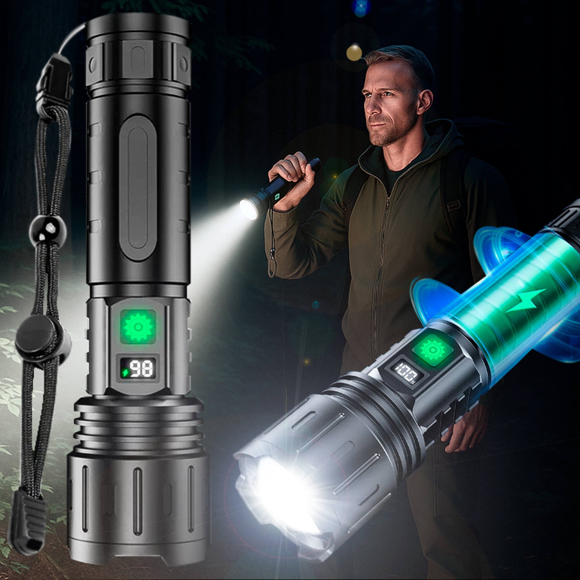 Bright 100,000 Lumen LED Rechargeable Flashlight With Battery - OutfitLondon