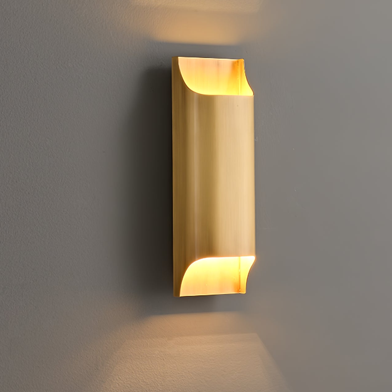 Contemporary Arc Brass LED Wall Light Fixture