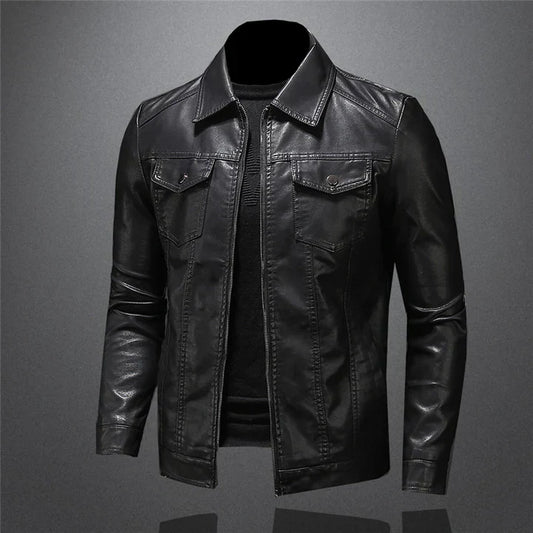 Classic Mens Biker Leather Jacket - OutfitLondon