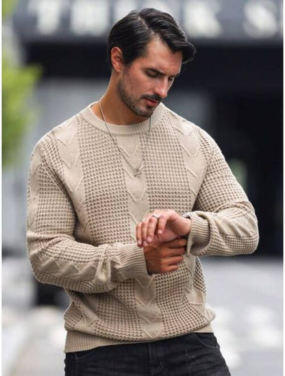 Warm Beige Classic Cashmere Sweater - OutfitLondon