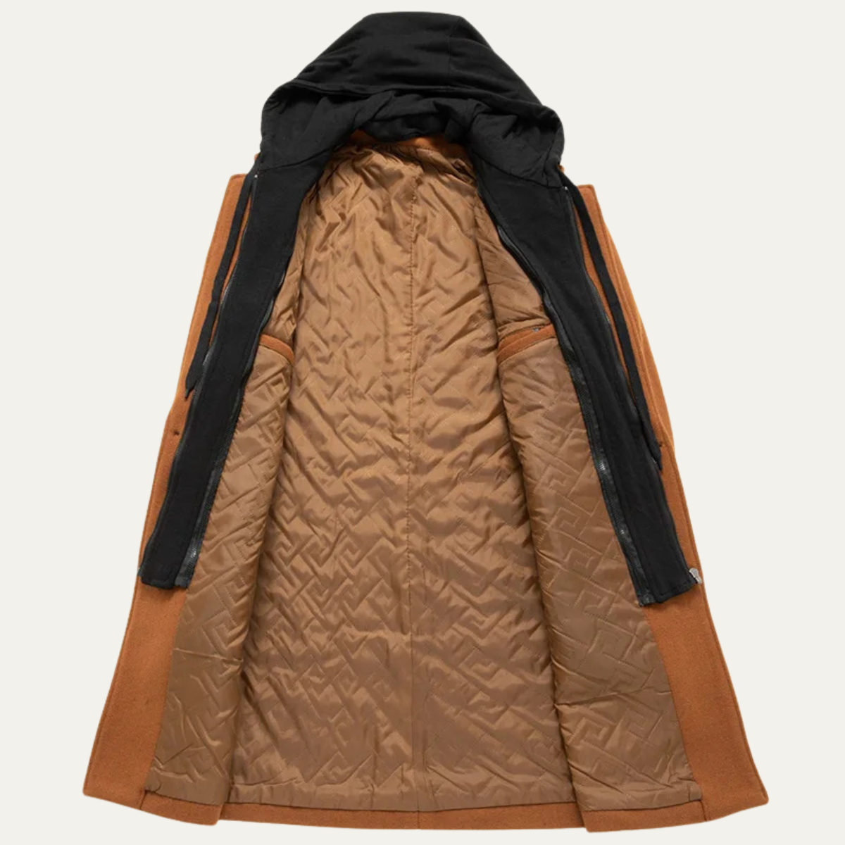 Warm Men's Quilted Wool Hooded Coat