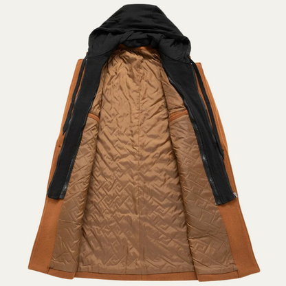 Warm Men's Quilted Wool Hooded Coat