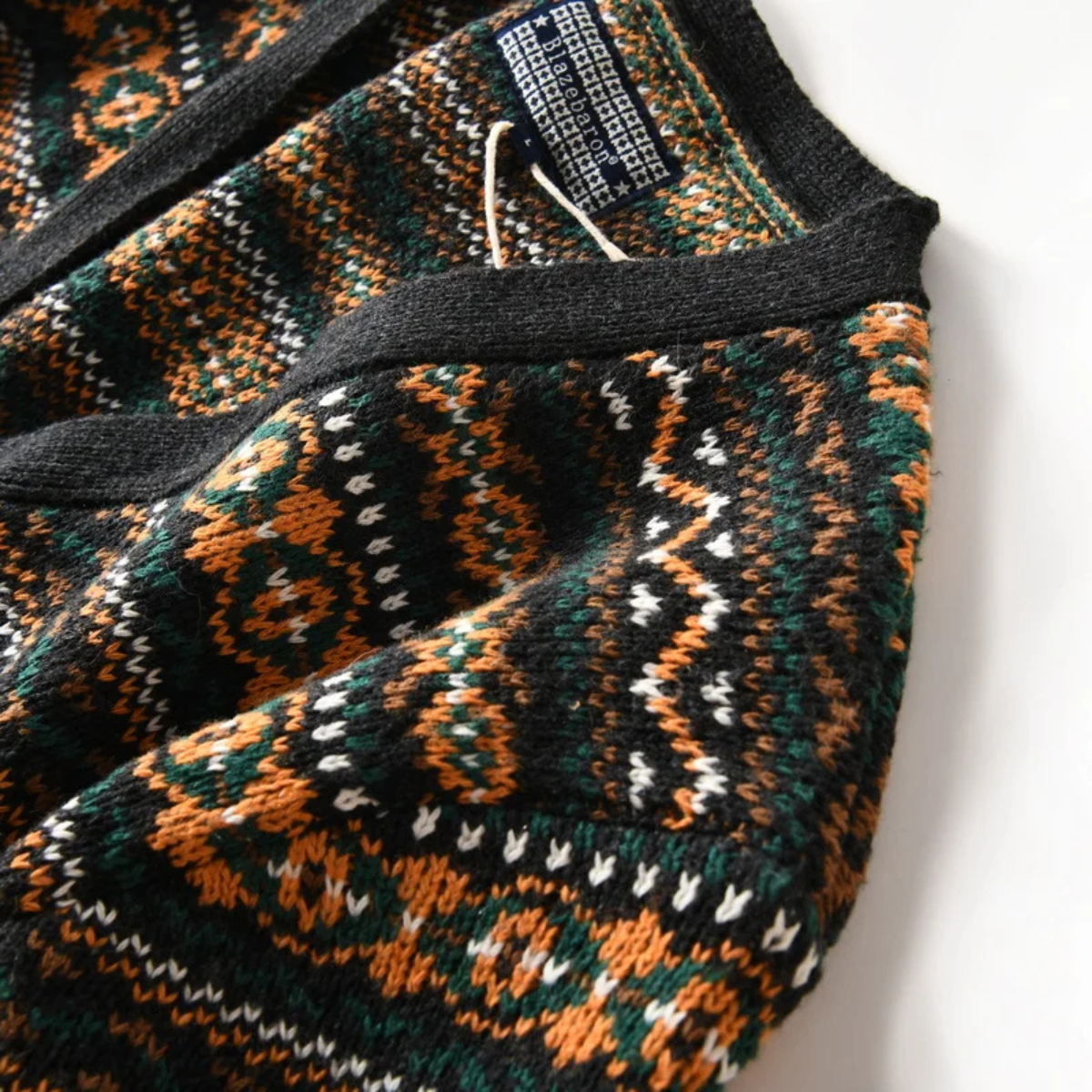 Classic Mens Nordic Print Button Cardigan Sweater