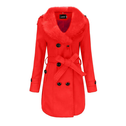 Soft Plush Ladies Long Wool Winter Coat