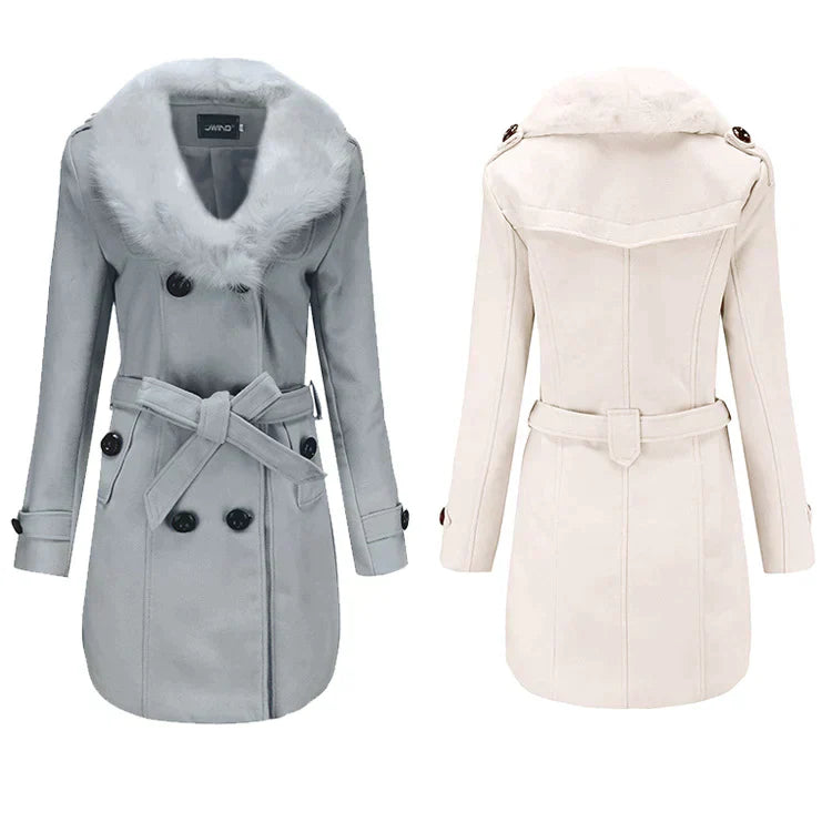Soft Plush Ladies Long Wool Winter Coat