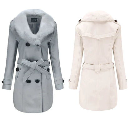 Soft Plush Ladies Long Wool Winter Coat